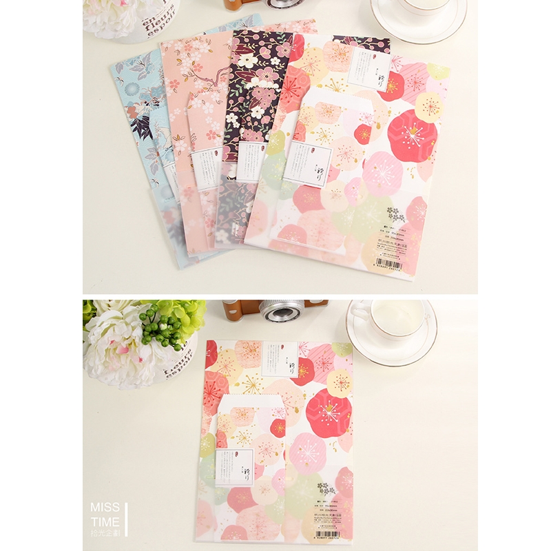Coloffice 1 set (3 envelopes+6 Letter paper) Japanese Style random Sakura flower Letter Pad / Paper envelope sets love letters