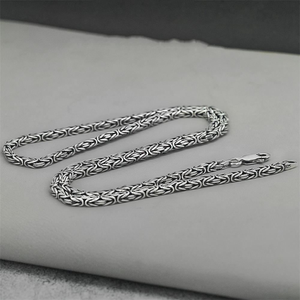 Massiv 925 sterling sølv 2.5mm byzantinske halskæde håndlavede vintage retro smykker til mænd kvinder