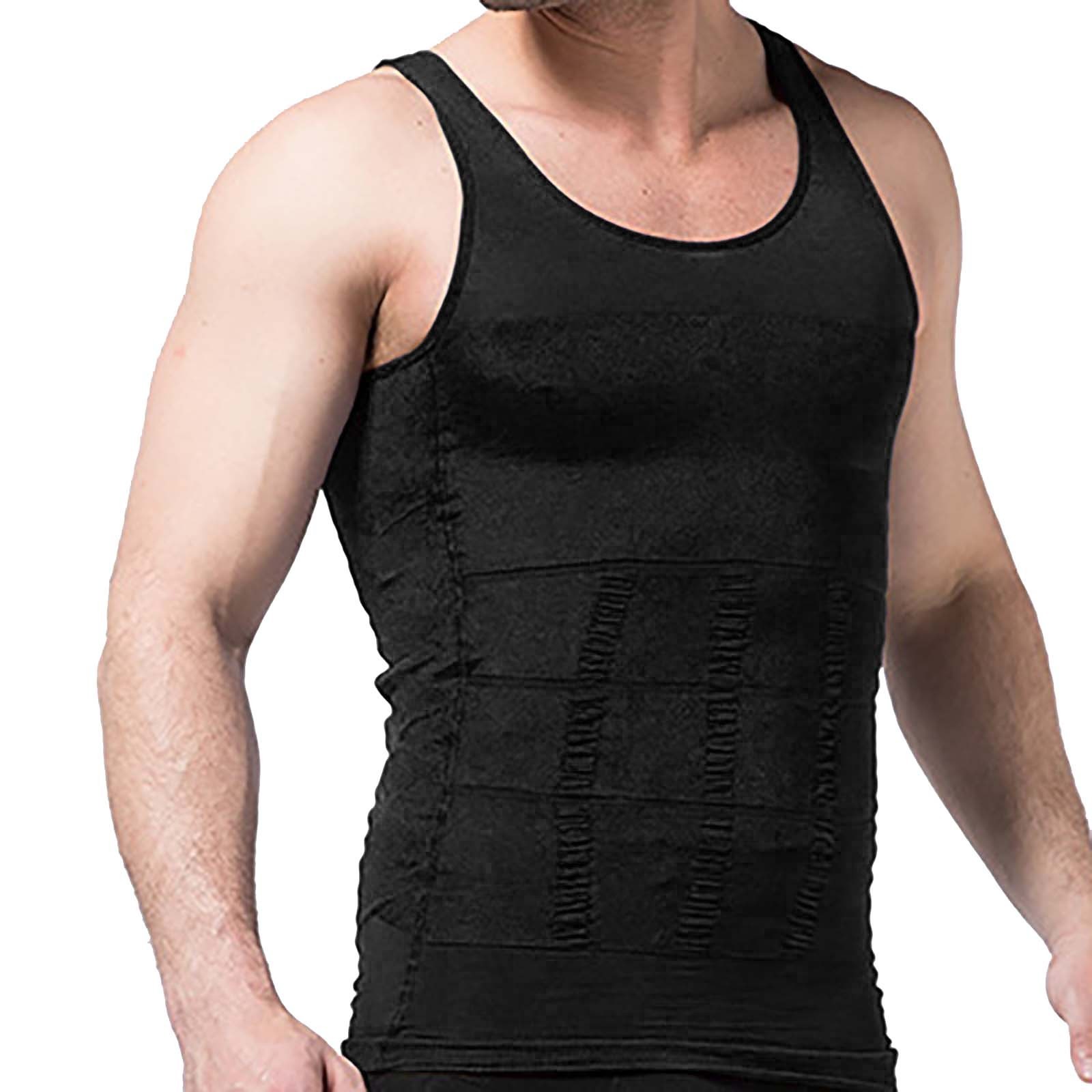 Compression Shirt Men's Slimming Body Vest Gym Workout Tank Top Abdomen Waist Trainer Solid Color Sleeveless Athletic Vest
