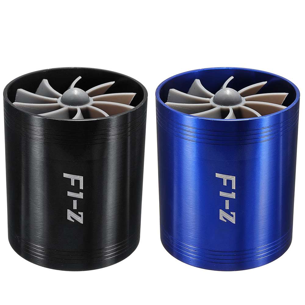Filtro de aire Universal para coche de 75x64mm, ventilador de admisión con doble hélice, supercargador de ahorro de Gas y combustible para turbocargador
