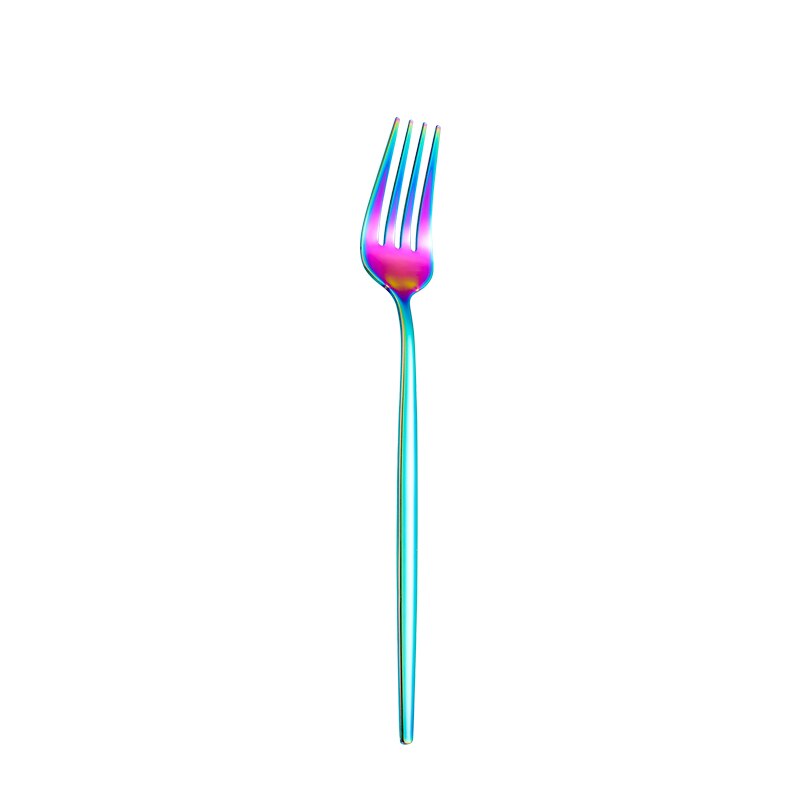 Dinnerware Rainbow Silverware Cutlery Set 304 Stainless Steel Luxury Flatware Home Fork Spoon Knife Kitchen Dinner Set: dinner fork