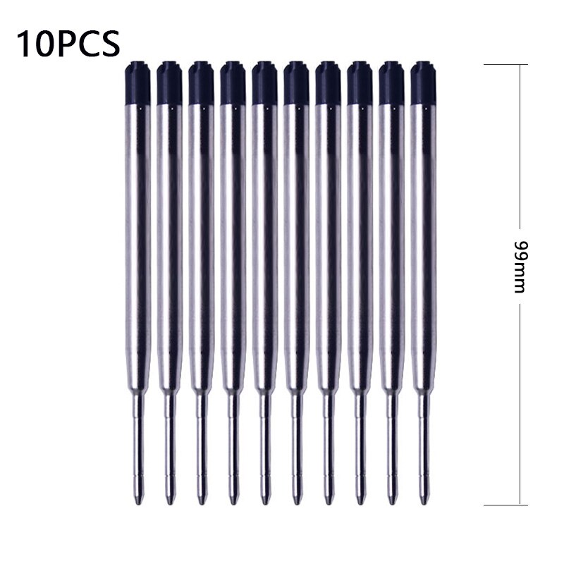 Recharges de stylos en métal remplaçables de 9.8cm, 10 pièces, 0.7mm, stylo à bille spécial de bureau, tiges de recharge pour écriture, papeterie de bureau: 10Pcs Black