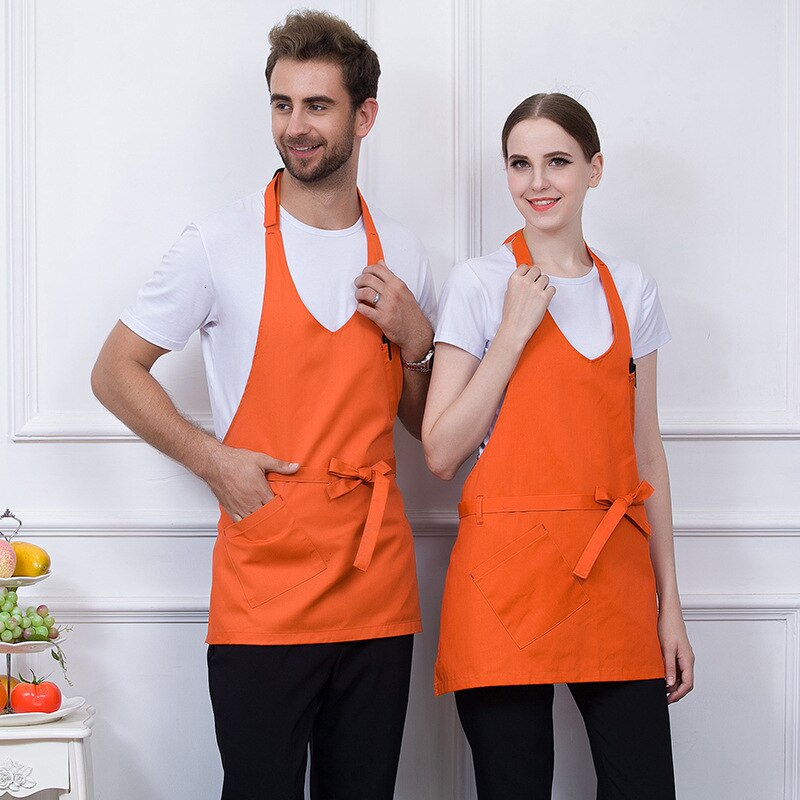 Canvas Cotton Aprons Canvas Pockets Baking Chefs Kitchen Cooking Apron фартук кухонный Chefs With Hat Household Merchandises