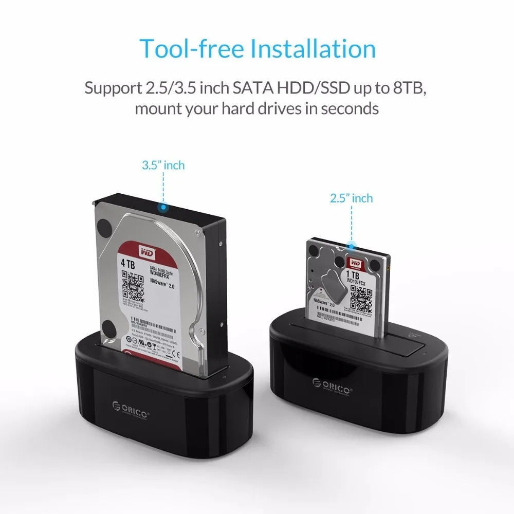 ORICO Hard Drive Docking Station USB 3.0 To SATA HDD Docking Station for 2.5/3.5 Inch SATA HDD Enclosure and SSD Hard Drive Dock