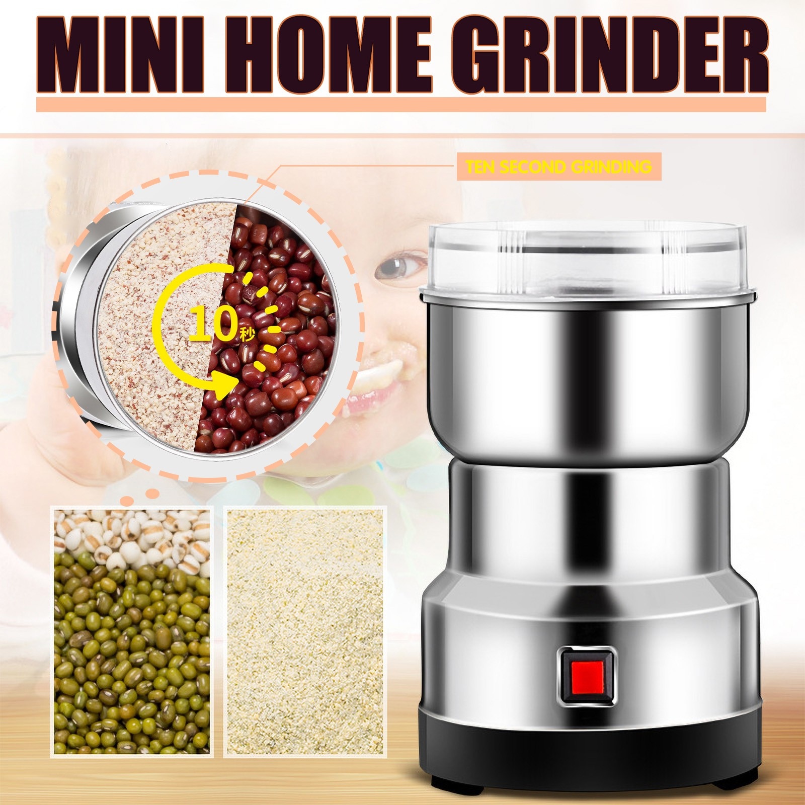 Multifunksjonell kvernemaskin kaffe pepper krydderi mølle pepper grinder mill maskin elektrisk fresemaskin us/eu/uk plug #db4