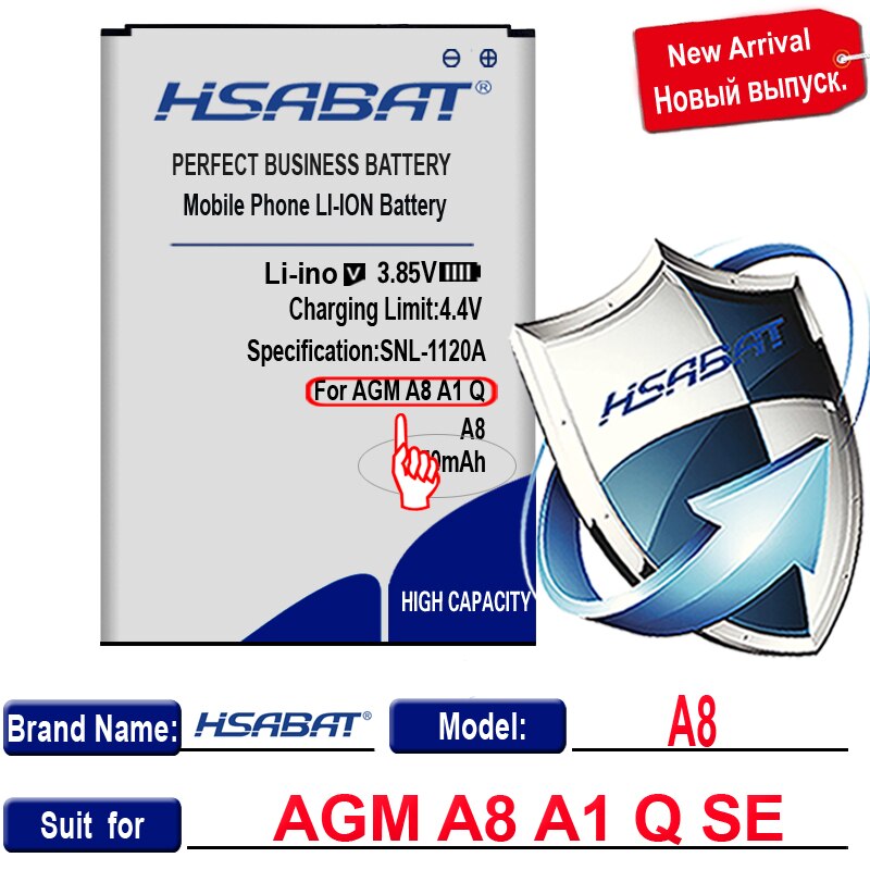 Batería de 100% mAh para AGM A8 A1 Q SE, para Mann ZUG 5S ZUG5S ZUG5SQ ZUG 5SQ, 4550 nueva, superior