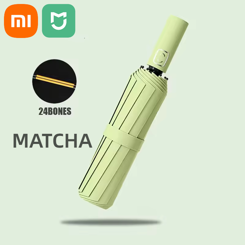 Xiaomi Mijia 24 Bone Solid Color Automatic Collapsible Umbrella Outdoor Large Format Sunshade UV Protection Automatic Umbrella: Orange