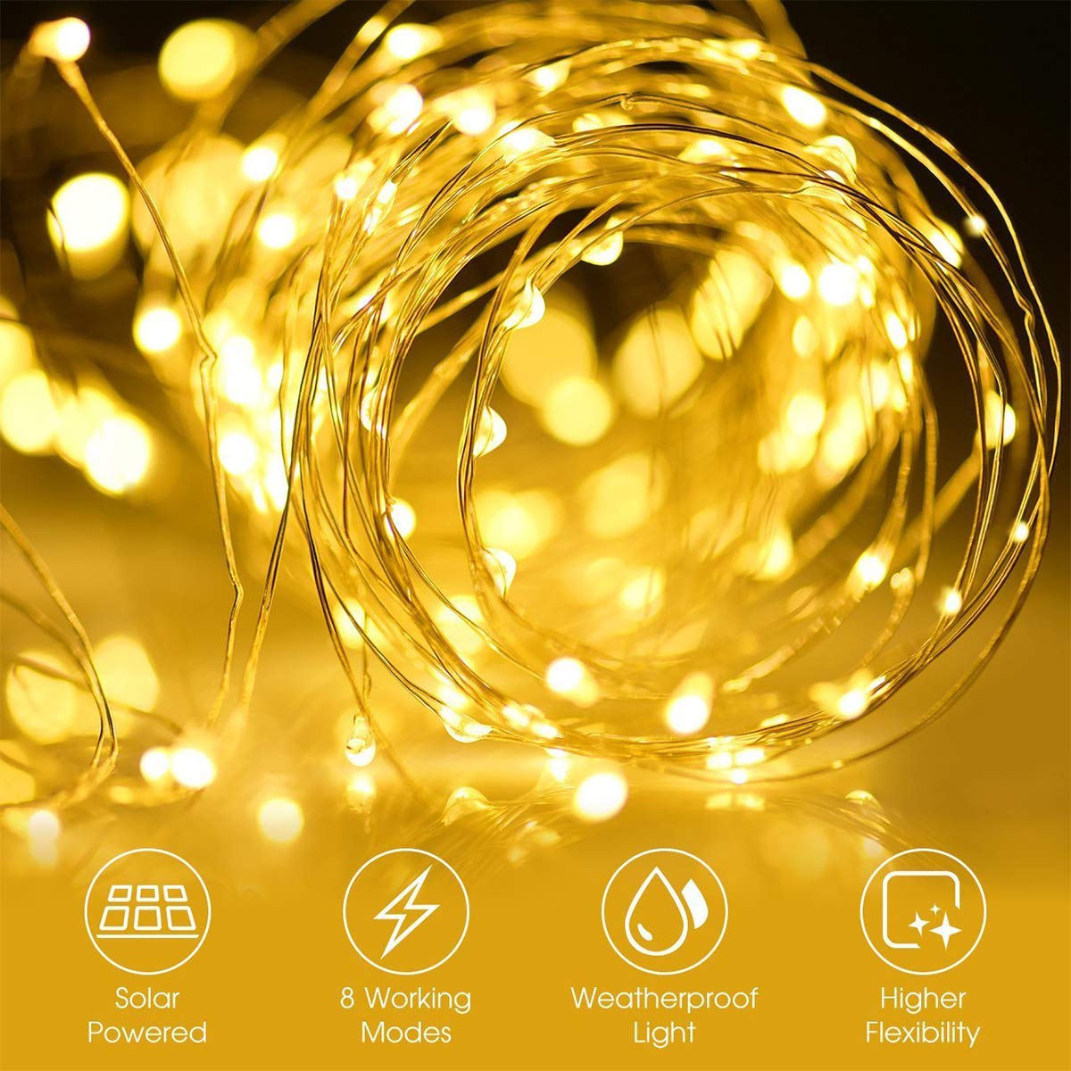 Christmas Decoration String LED Light Garland Copper Wire String Outdoor/indoor for Party Wedding Garden Solar String Lights
