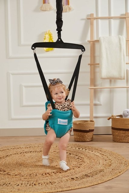 Baby Stuiterende Lente Flexibele Swing Met Riem En Veilig Moeder Producten Meisjes Jongens Kind Accessoires Loophulp: Sky Blue