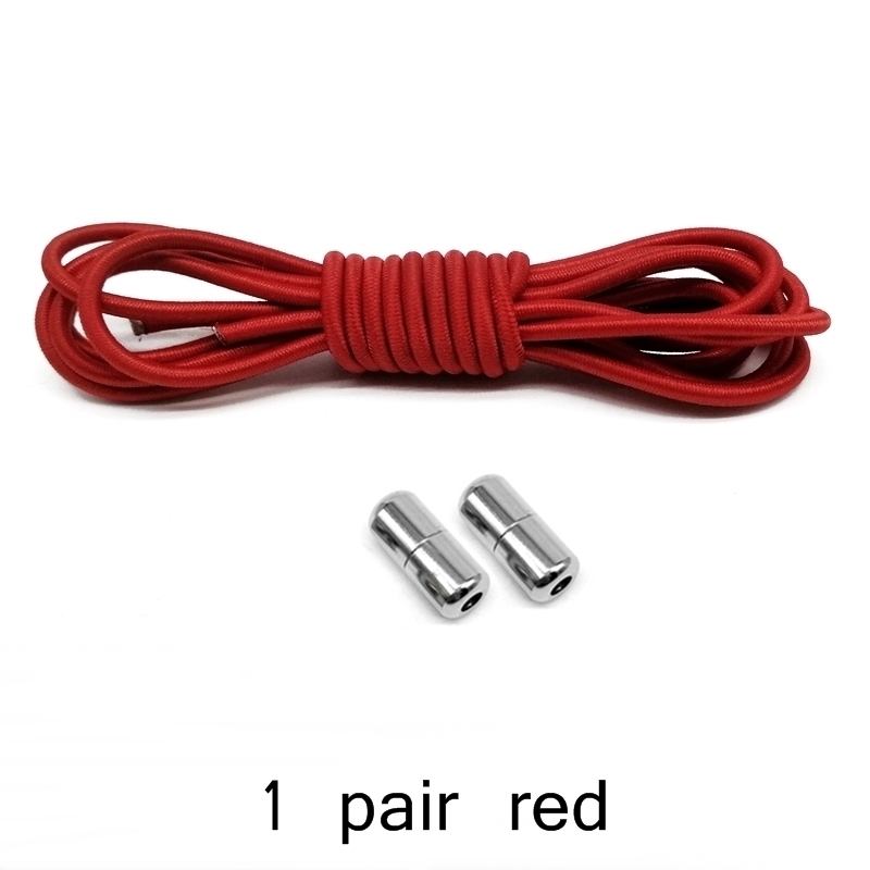 Cordones de zapato elásticos con cerradura de Metal para niños y adultos, Cordones redondos para zapatillas, cordones rápidos, tiras de zapatos perezosos, sin atar, Z051: red