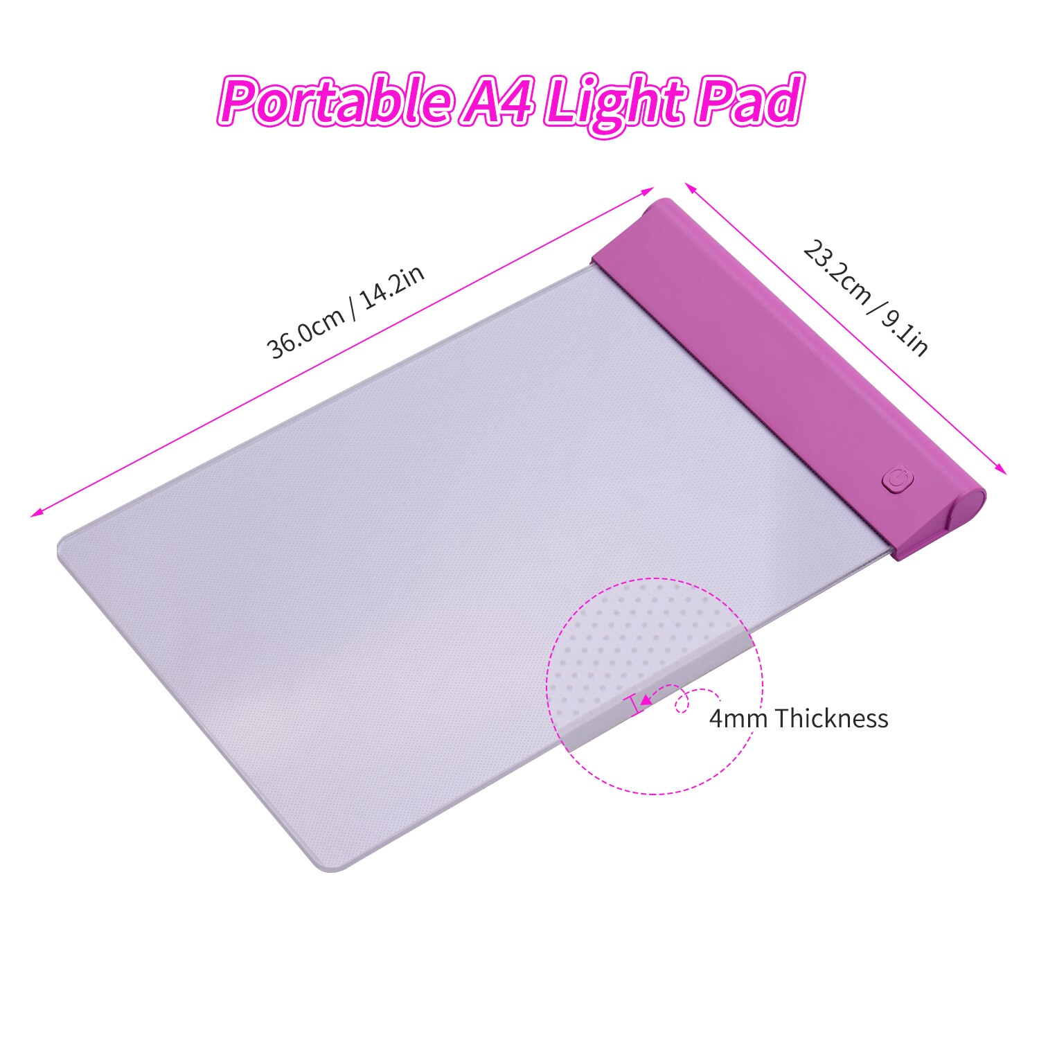 A4 Portable LED Light Box Tracer Ultra-thin Artcraft Tracing Light Pad 3 Levels Dimmable Brightness Battery Powered for Drawing