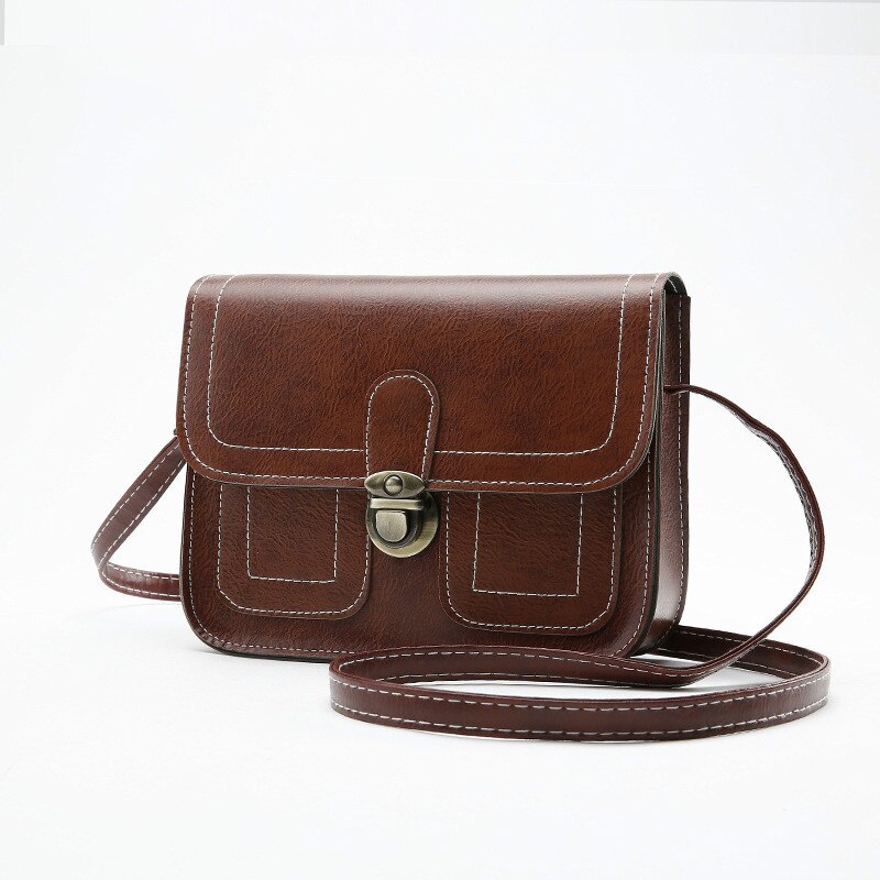 2020 nova primavera feminina sacos de moda cor sólida saco feminino atacado retro ombro mensageiro saco do telefone móvel pequeno saco: Dark Brown