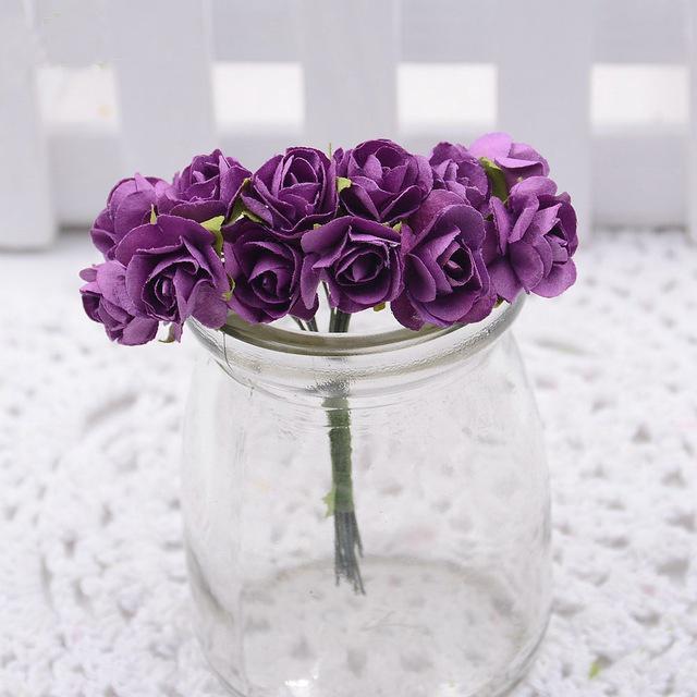 Nueva decoración flores 12 unids/lote 1,5 cm mini rosa de papel DIY scrapbooking floral accesorios de boda decoración de la: 2