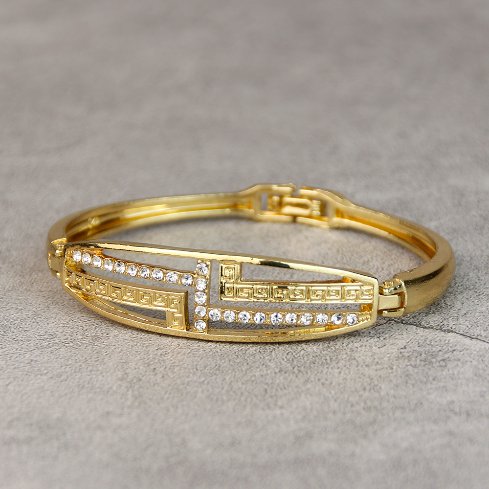 Brazalete Sunspicems Marruecos, pulsera fina para mujer, brazalete de cristal árabe, pulsera con lazo, Color dorado de 18 quilates, joyería de novia de Dubái: Zinc negro plateado