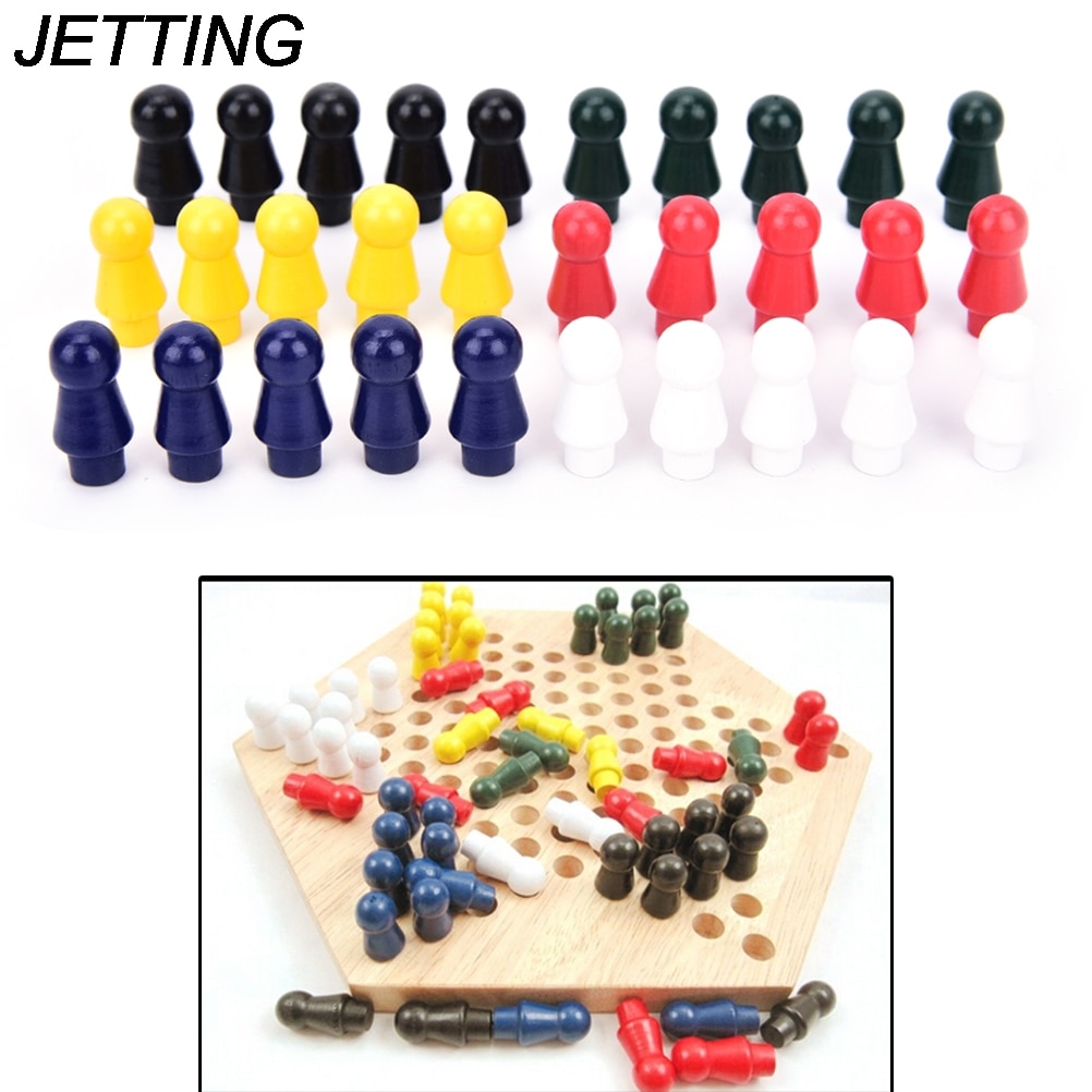 juego de 60 uds piezas de juego de damas chinas seis colores de reemplazo de juego de damas de madera