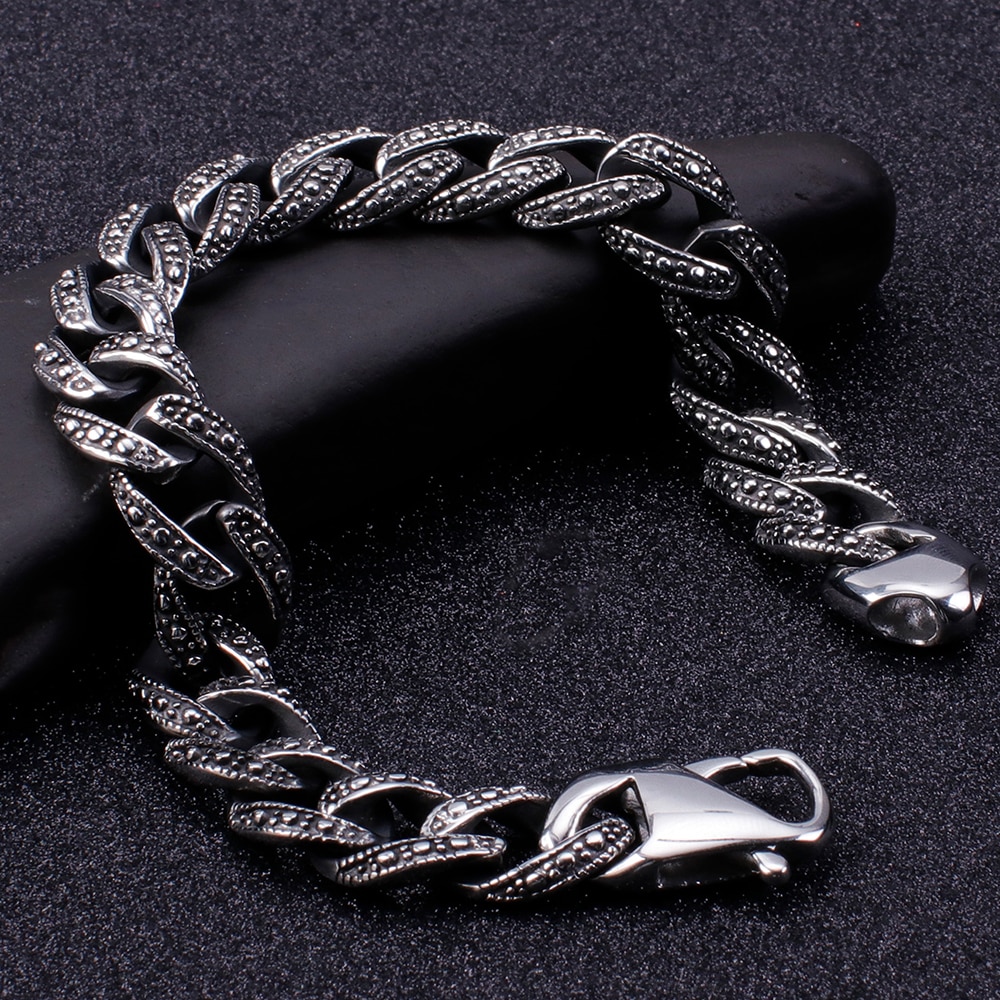 Vintage Mens Chain Bracelet Friendship-Bracelets 316L Stainless Steel Bracelet Men Heavy Male Jewelry