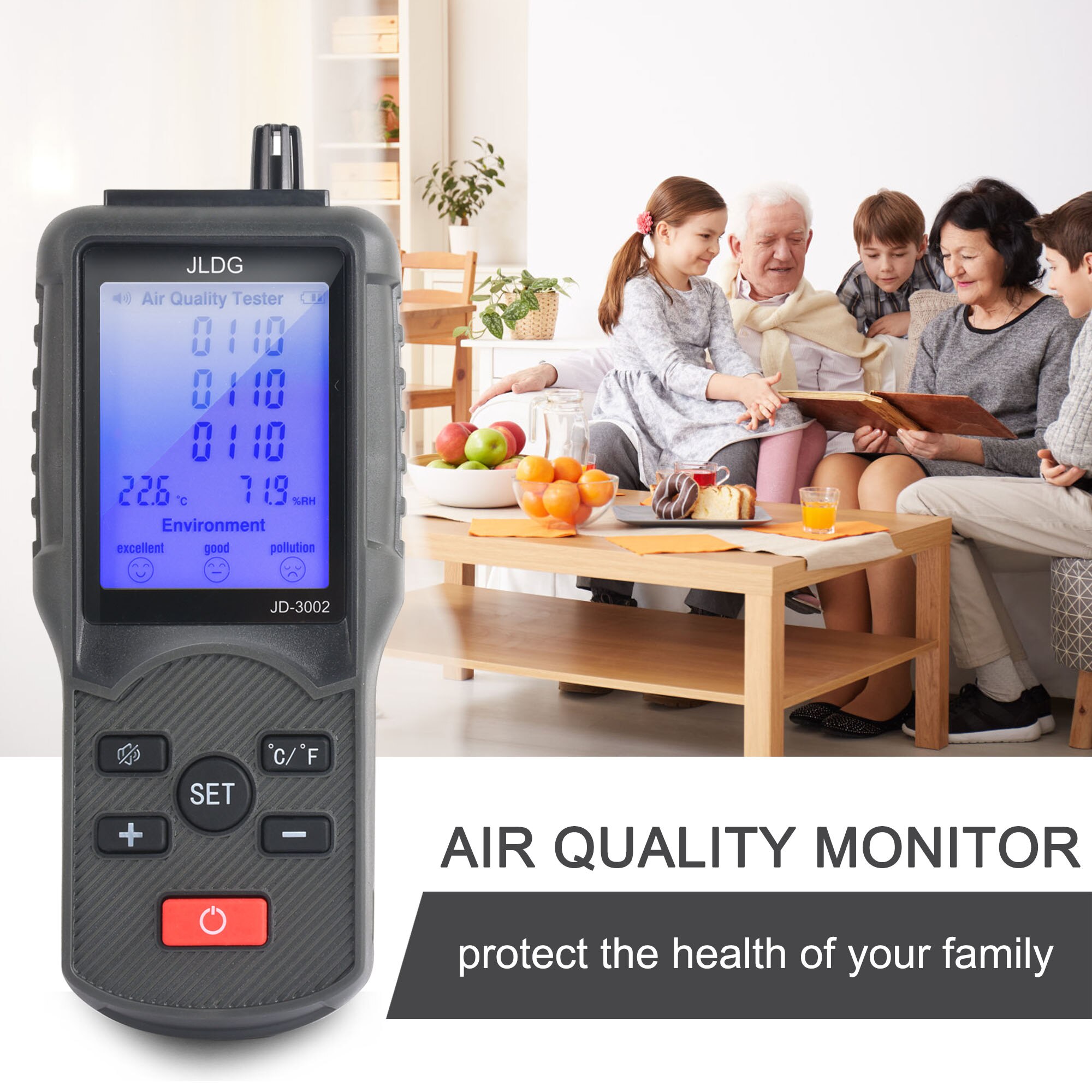 Carbon Dioxide Tester CO2 Detector Air Detector TVOC Meter Temperature Humidity Measuring Device Multifunctional Tester