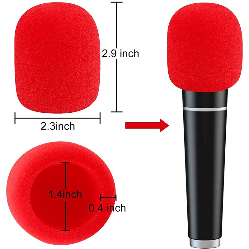 Microphone Windscreen Foam Cover Thick Mic Covers Foam Mic Pop Filter for Studio Interview Karaoke DJ (10 Colors)