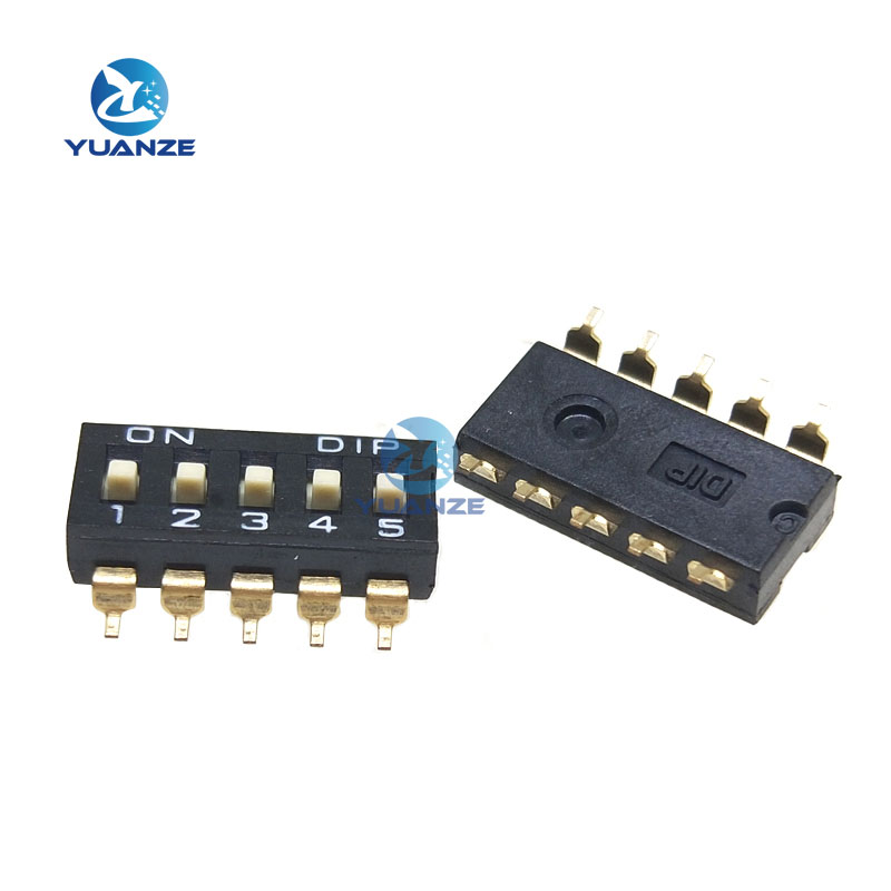 10pcs/lot Slide Type SMT SMD Dip Switch, 2.54mm Pitch 2 Row 4 Pin 2 Position / 8 pin 4 Position / 16 pin 8 Position: Gold