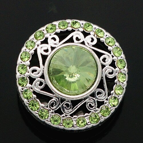 KZ2079 Mode Schoonheid Strass Holle Patroon 18Mm Snap Knoppen Fit Snap Armband Snap Sieraden: green