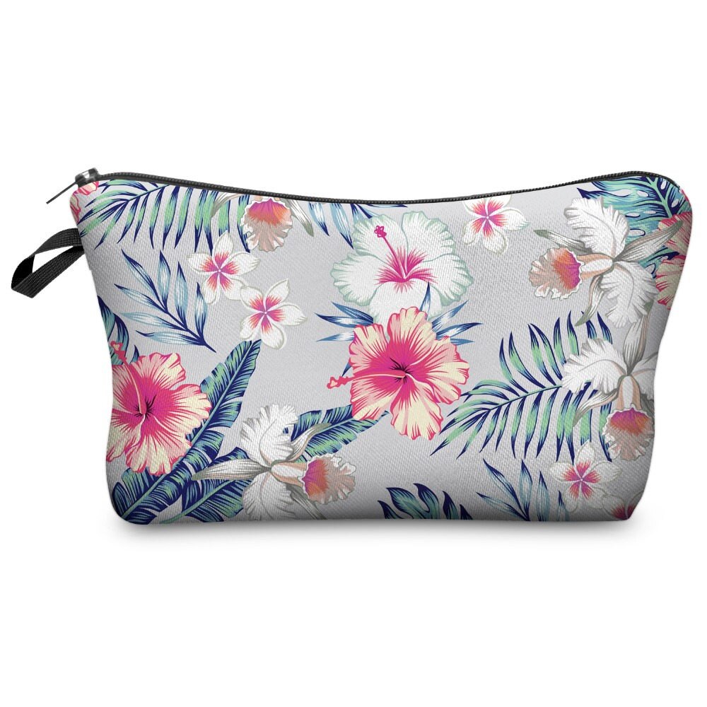 Who Cares Flower 3D Printing With Multicolor Pattern Makeup Bags with Zipper Travel Ladies Pouch Women Cosmetic Bag: bpd41409