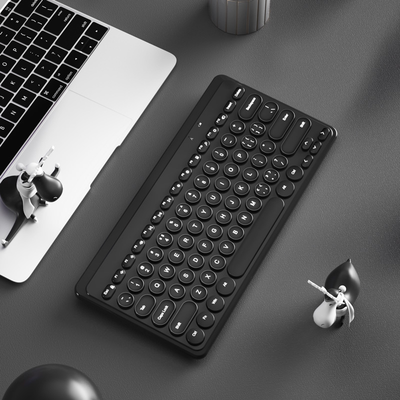2,4G kabellos Tastatur Maus einstellen USB 79 Tastenkappen Stumm Mini kabellos Spielen Tastatur Maus Combo Für Bausatz PC Gamer Computer Laptop: Schwarz Klaviatur