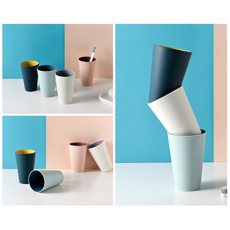 Bathroom Accessories Water Cup Gargle Toothbrush Plastic Simple Two Color Glass Couple Brushing Washing Mouth Tumblers