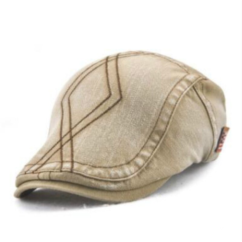 Boina Lisa para hombre, sombrero de estilo newsboy, gorra plana de mezclilla, Gorra lisa vintage con visera para hombre, casquete de otoño, triangulación de: Beige