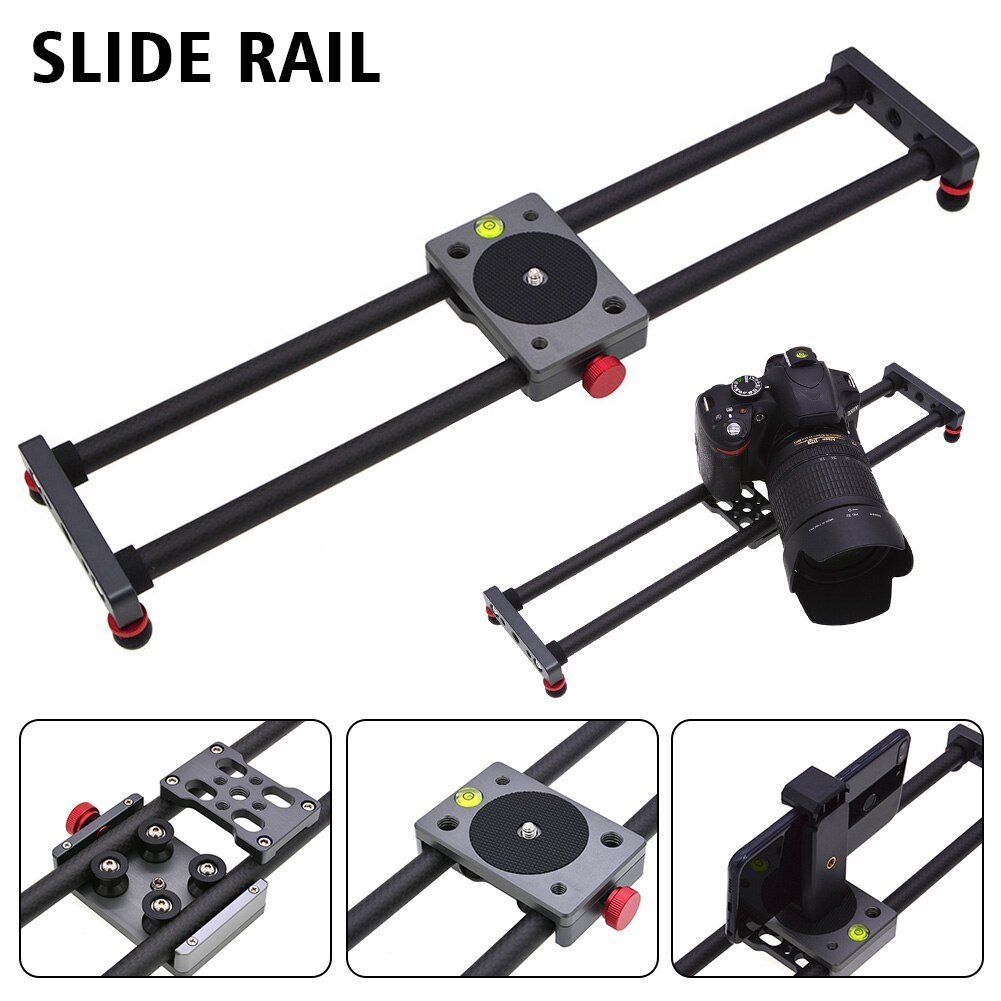 Estabilizador de vídeo câmera slider portátil tripé dslr 40cm trilho universal fibra carbono dolly trilha acessórios desktop estável mini