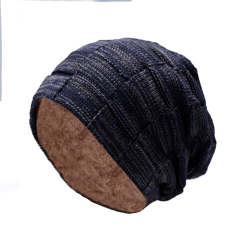 Unisex huer strikket kasket man beaines til vinter åndbare mænd gorras simple hatte tørklæde sæt varme solide afslappede dame huer: Flåde