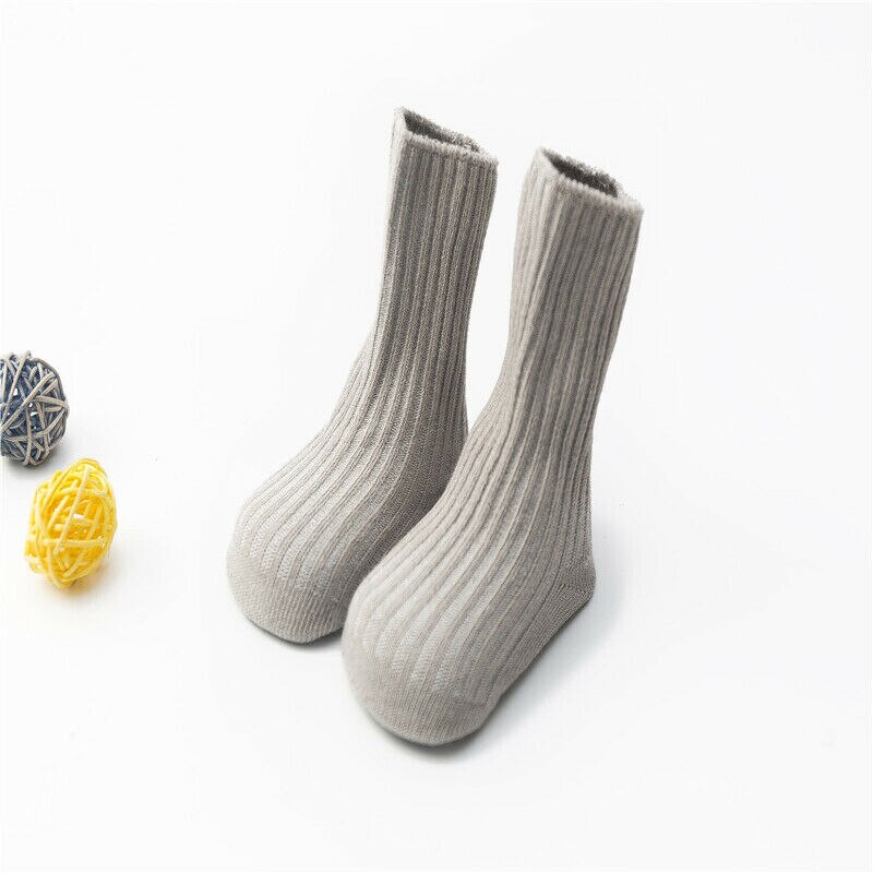 0-4T Solid Anti-slip Baby Boy Girl Cotton Socks NewBorn Infant Toddler Casual Soft Ankle Sock: Gray / 2 to 4Years