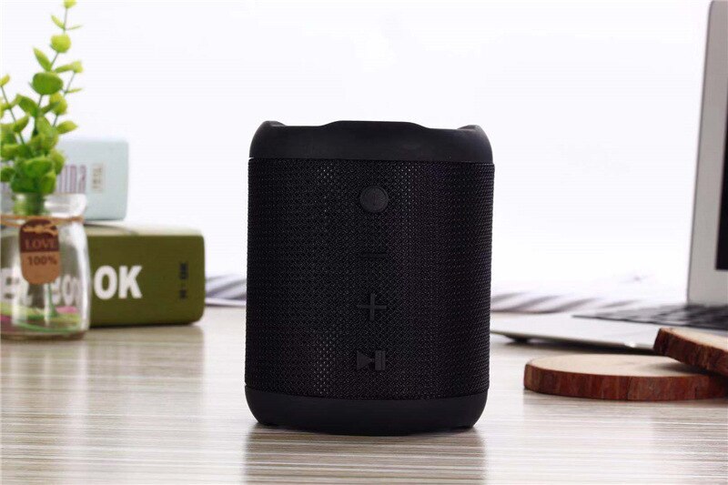 Bluetooth 5.0 højttaler med tf kort afspilning aux input play subwoofer tws trådløse loundpeakers bærbar højttaler: Sort