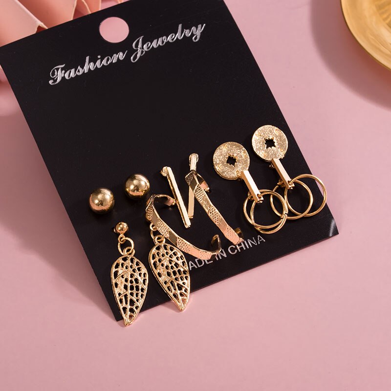 Women's Earrings Set Pearl Stud Earrings For Women Bohemian Geometric Small Crystal Heart Earrings Punk Jewelry: Combo 245