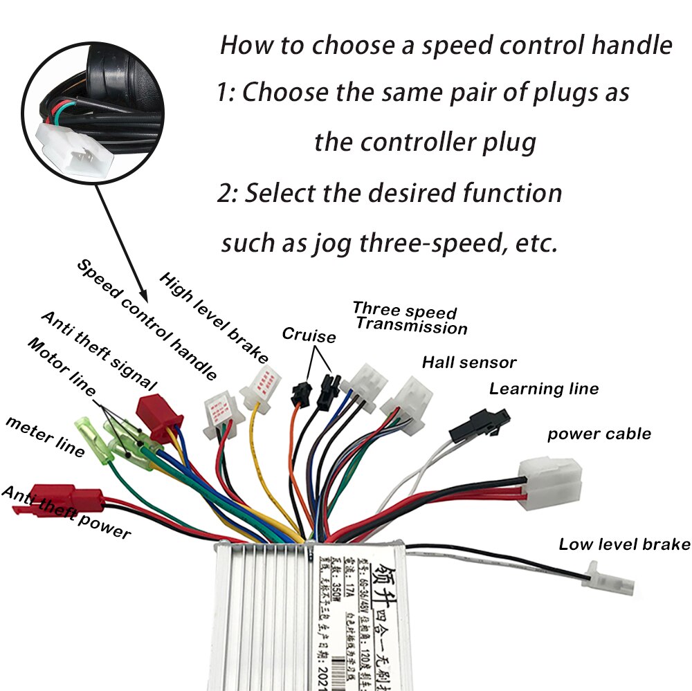 Jrahk Elektrische Scooter Controller 36V 48V 350W Borstelloze Dc Motor Speed E-Bike Voor Fietsen Accessoires