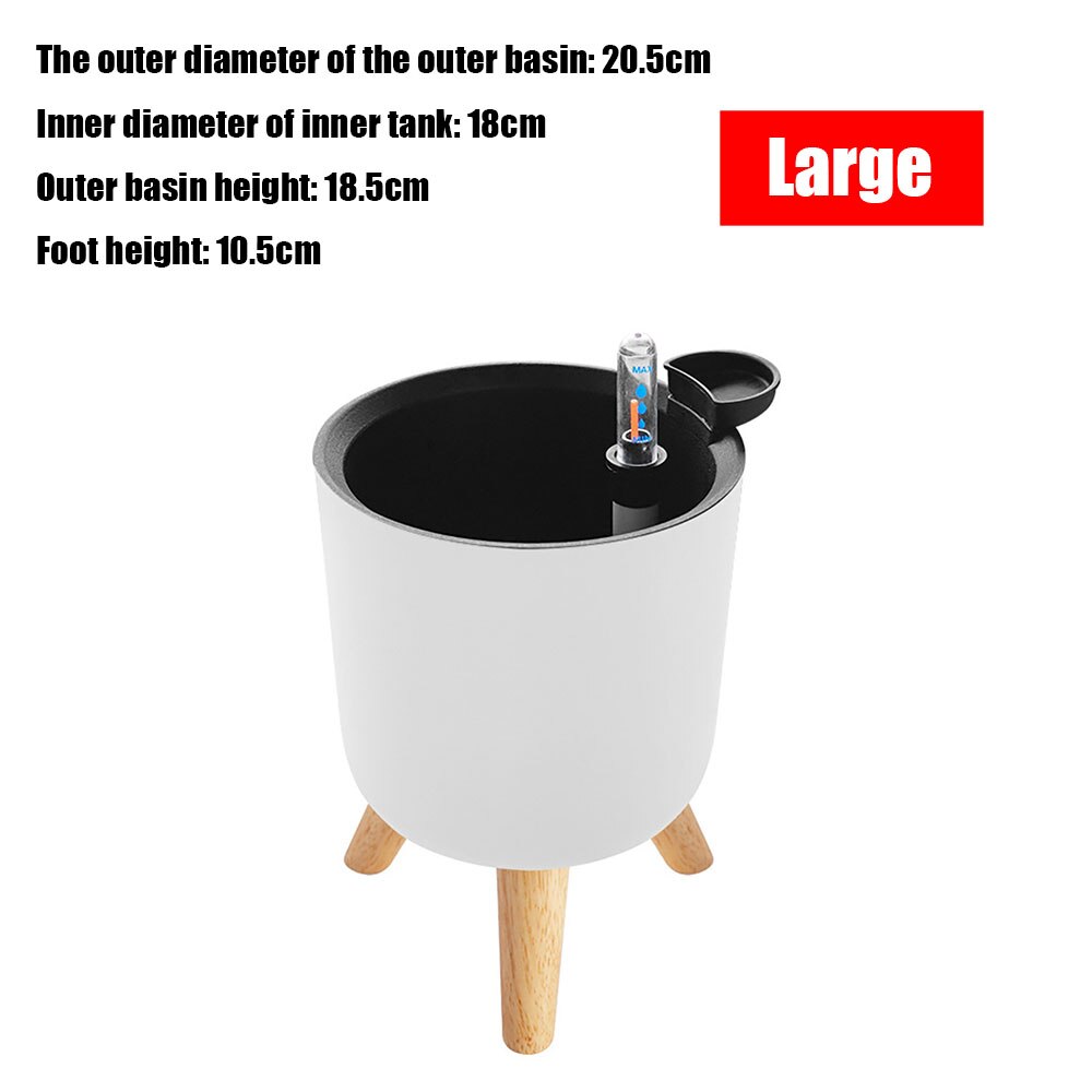 Self Watering Plant Flower Pot with Water Level Indicator Floor Desk Planter Balcony Office Planting Pot Gardening Supplies: White Large with Leg