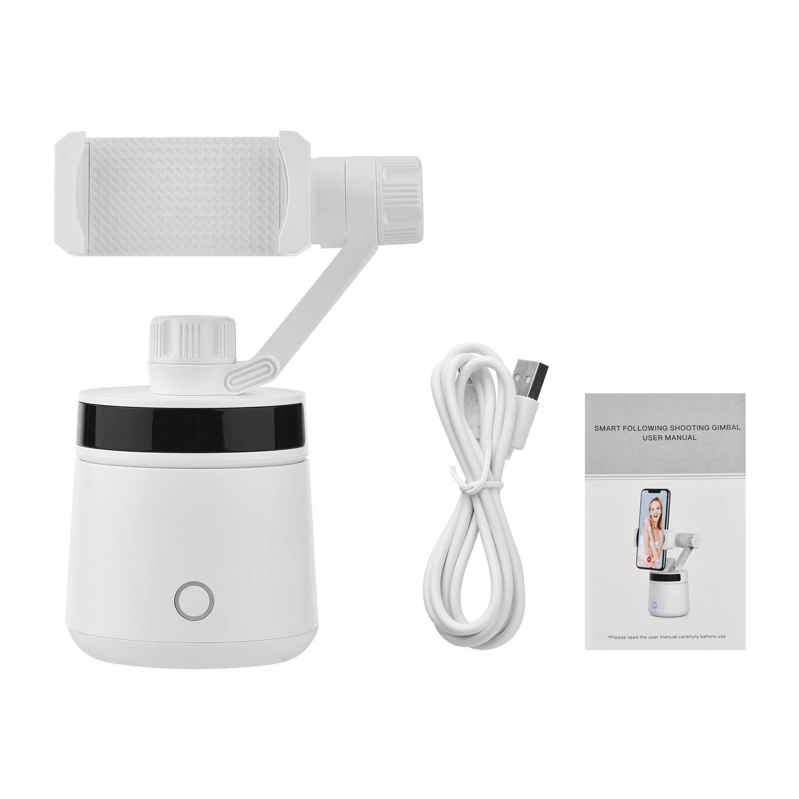 Smart Selfie Stick - Face Tracking - Phone Control - USB Charging - Bluetooth - for Smartphones: White