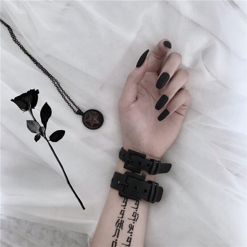 Harajuku Persoonlijkheid Paar Zwart Pu Band Armband Verstelbare Voor Punk Mannen En Vrouwen Trend Paar Partij Prom Vintage Sieraden: C 2PC