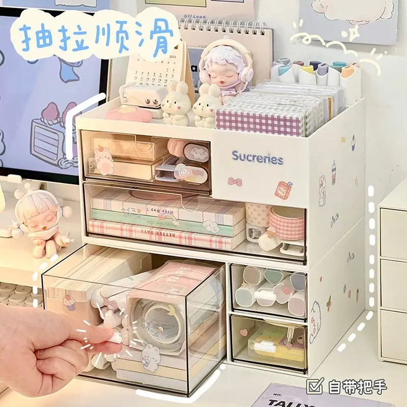 Desktop Drawer Storage Box Student Desk Stationery Cosmetics Colored Pen Sorting Box Organizer of Office Pen Holder Shelves