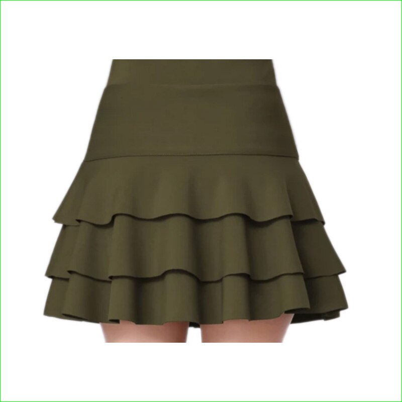 Woman Heavy Tiered Skirts Black Anti-exposure A-line Skirt For Tennis Dance Performance M-4XL