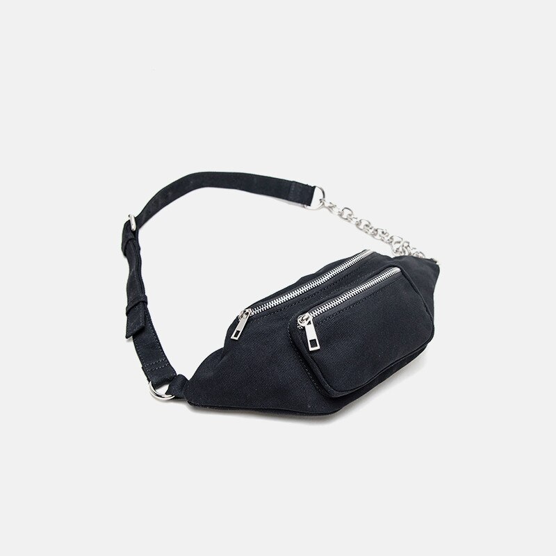 Effen kleur enkele schoudertas eenvoudige ketting meerlaagse borsttas vrouwen reistelefoonpakket  c746: Canvas zwart