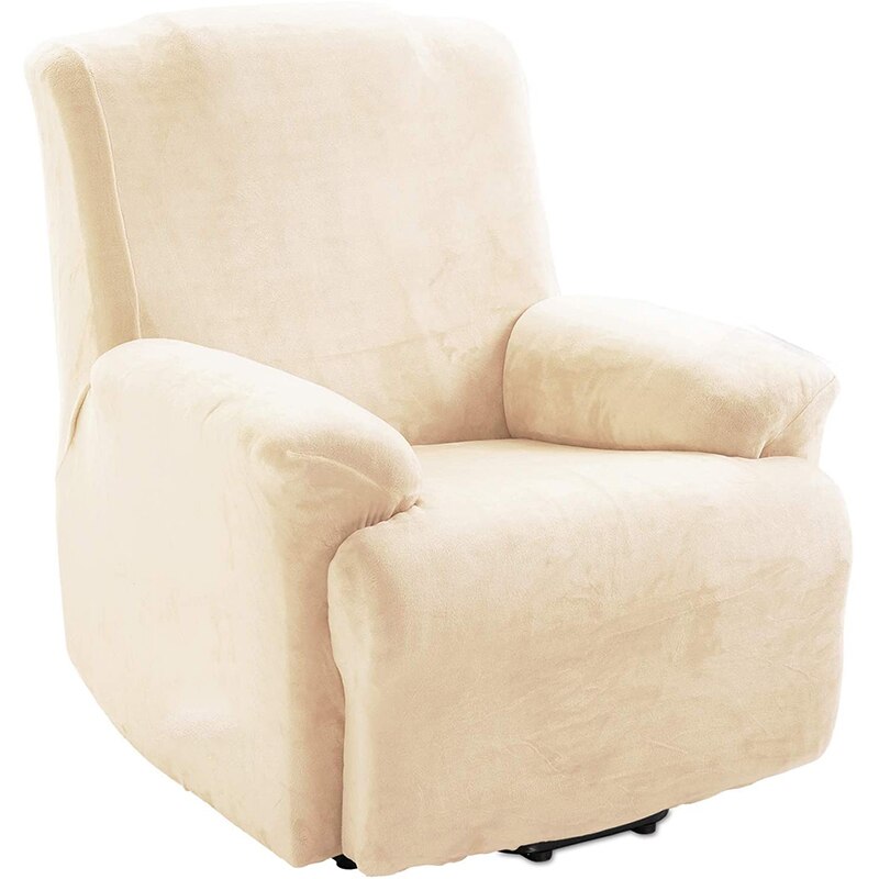 4 Stuks Pluche Fluwelen Fauteuil Sofa Cover Voor Woonkamer Relax Fauteuil Hoes Ligstoel Cover Voor Luie Jongen Sofa: cream