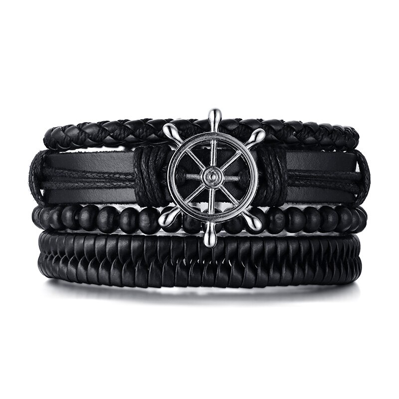 Bracelet rétro rotatif en perles d&#39;os de poisson pour hommes, bijoux tribaux originaux, manchette de surfeur, longueur réglable: BL472S
