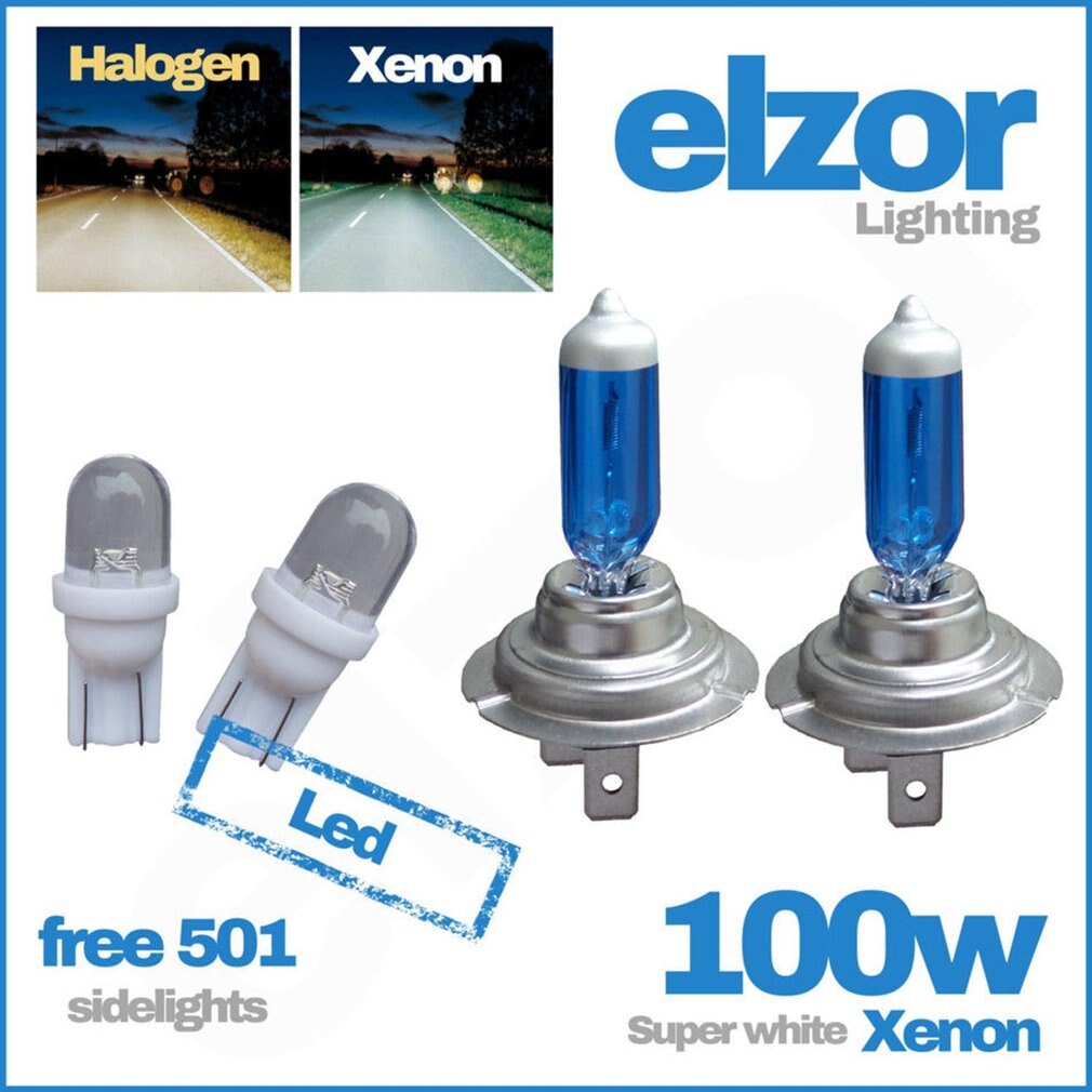 Ampoules halogènes H7 100W de , phares de voiture au xénon 100W, lumière Ultra blanche de remplacement pour phare de véhicule, 2 pièces