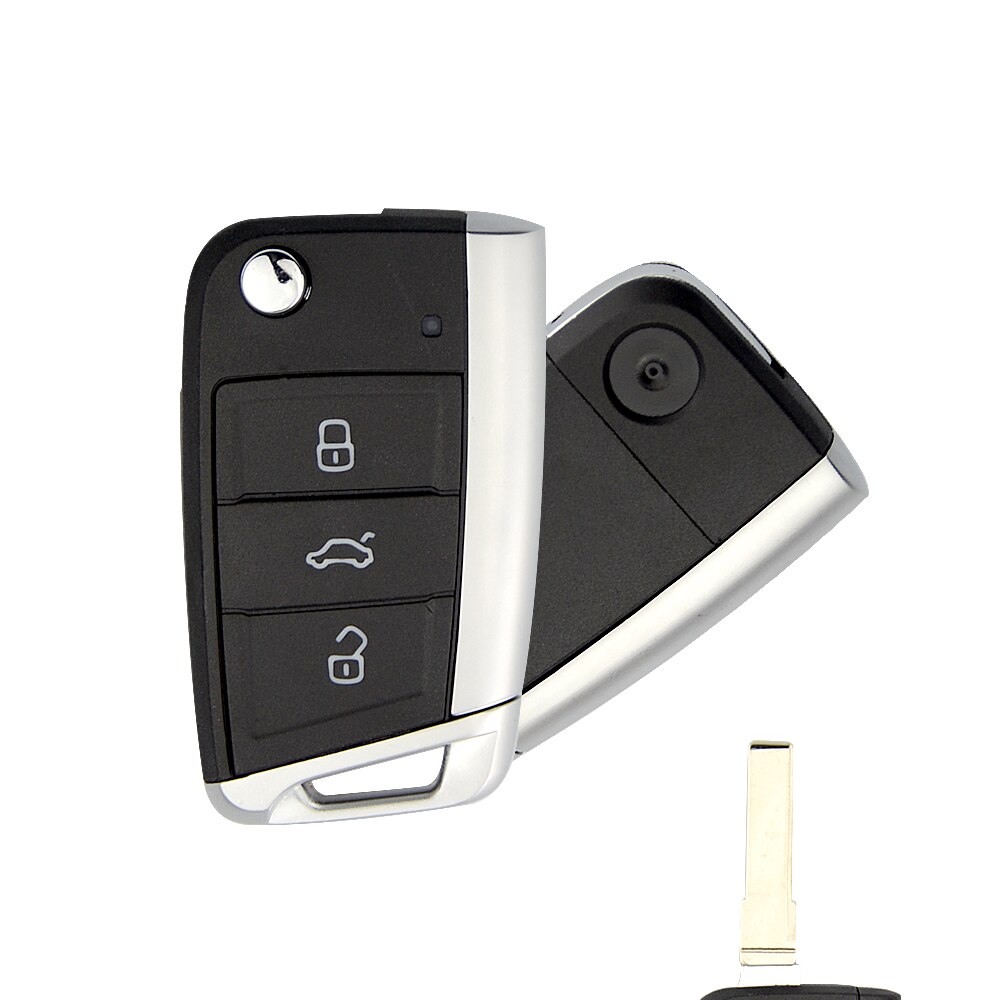 OkeyTech Klapp kippen Fernbedienung 3 Tasten Auto Schlüssel Hülse fallen Für Volkswagen Für VW Golf 7 GTI MK7 Skoda Octavia a7 Sitz Metall Rand