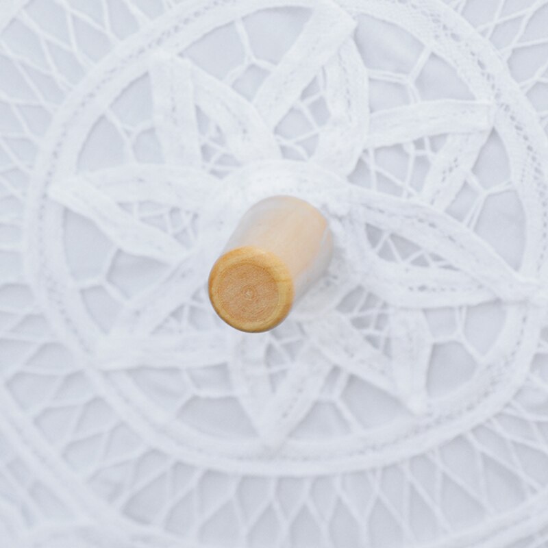 Wit Beige Bruids Paraplu Parasol Kant Bruiloft Paraplu Voor Bruid Houten Handvat Parasol Ombrelle Dentelle Mariage