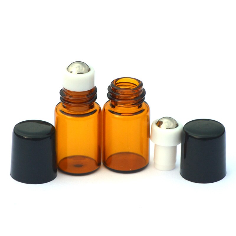5 Stuks 1 Ml 2 Ml 3 Ml 5 Ml Amber Roll Glazen Flessen Voor Essentiële Oliën Roll-On hervulbare Parfum Fles Deodorant Containers