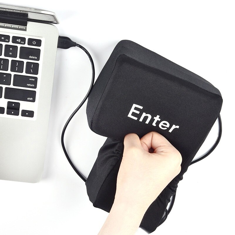 Almohada USB Enter Key para ventilación, botón de ordenador suave, tecla de retorno para oficinas, almohada de descompresión, juguete para aliviar el estrés