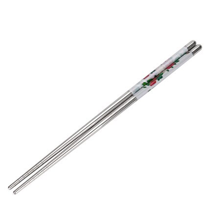 1 Paar Rvs Eetstokjes 23 CM Metalen Chinese Stijl Bloem Patroon Chop Sticks Eten Ware Zilver Kleur: C