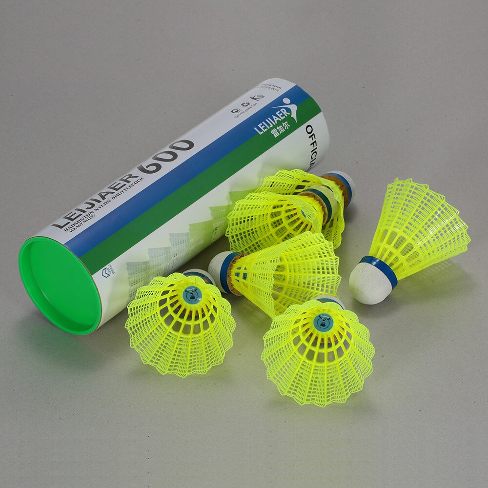 Leijiaer 6 stk badmintonball utendørs sport trening trening badminton tre fjær nylon fjerboller birdies innendørs