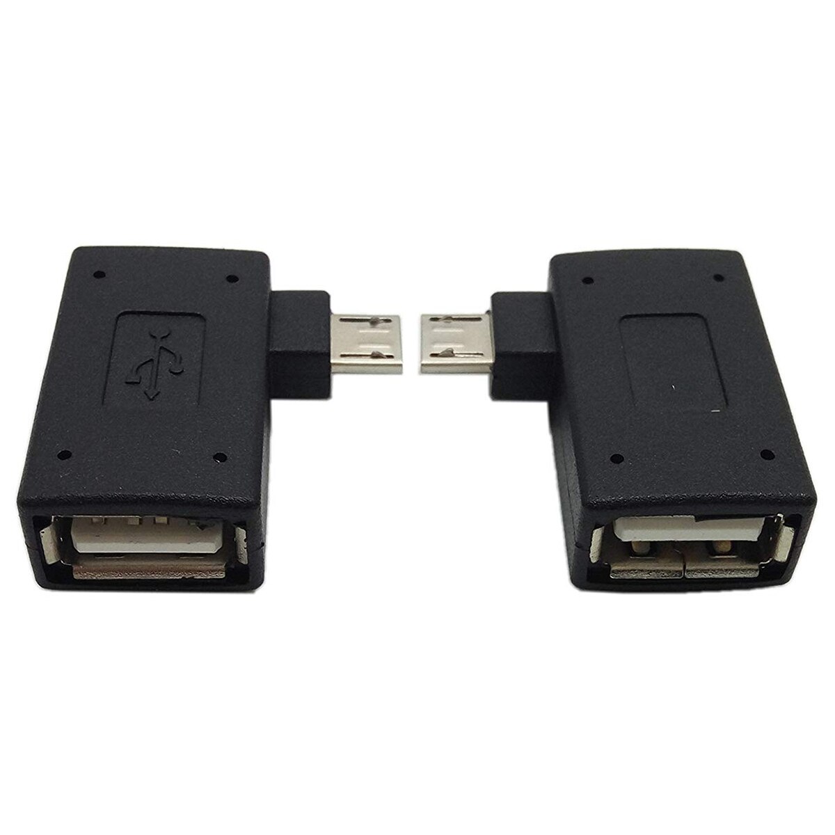 1 Pair (Left+Right) 90 Degree Angled Micro-USB 2.0 to OTG Host Adapter with USB Power Connector For Mobile Phone Tablet